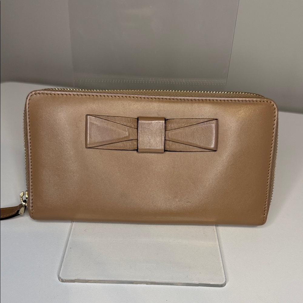 Valentino Garavani Tan Leather Zip-around Wallet